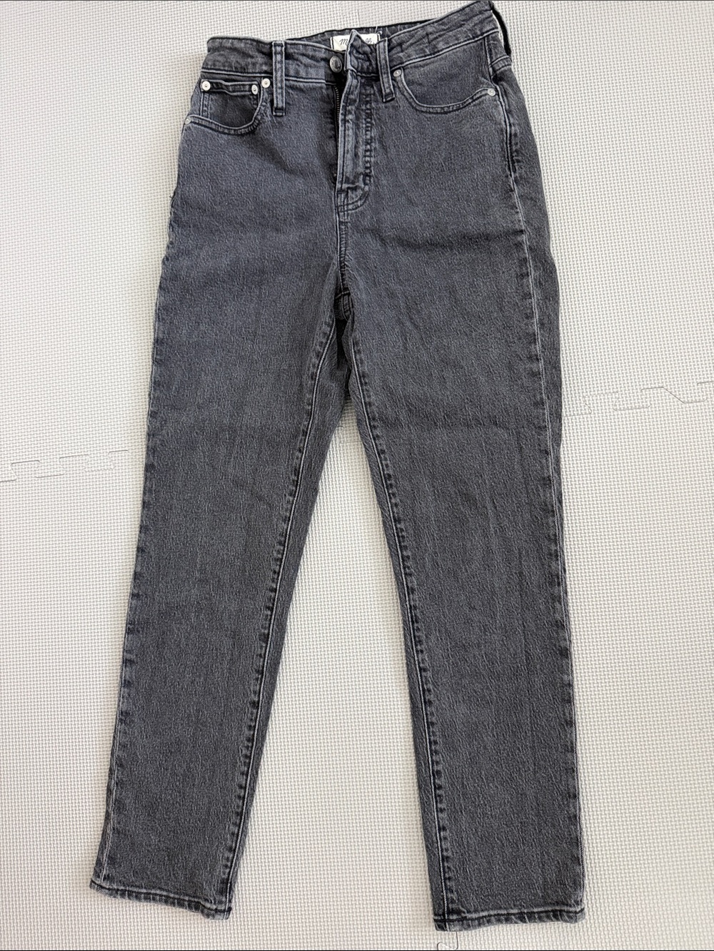 Madewell High-Rise Straight Jeans in Charcoal Gray